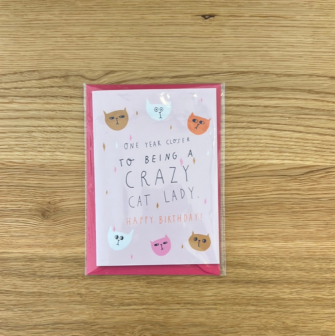 Karte - Happy Birthday crazy Cat Lady