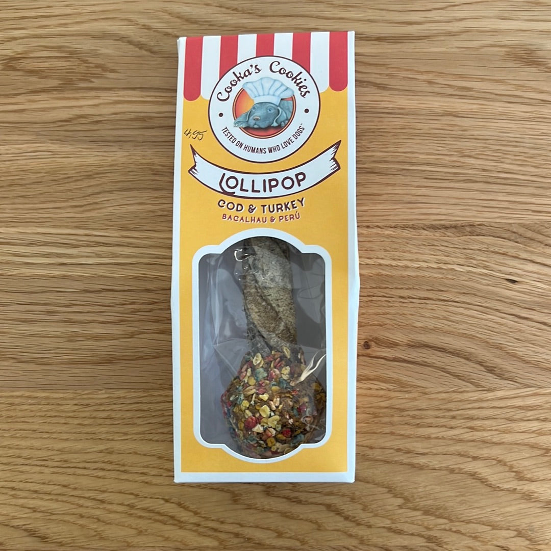 Lollipop für Hunde - Kabeljau und Truthahn - Cookas Cookies