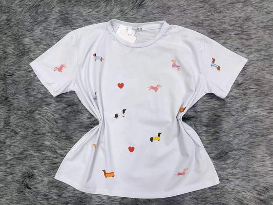 Baumwoll T-Shirt mit Hundemotiven