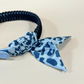 Blue faux leather bandana collar