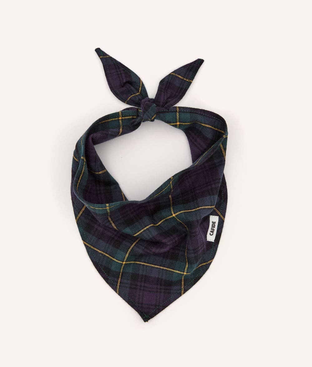 Black Watch Tartan Design Dog Bandana, Cream