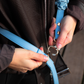 Blue multiposition faux leather bandana holder