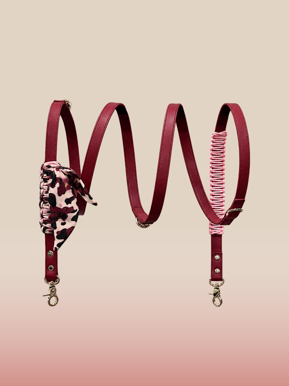 Cherry multi-position faux leather bandana leash