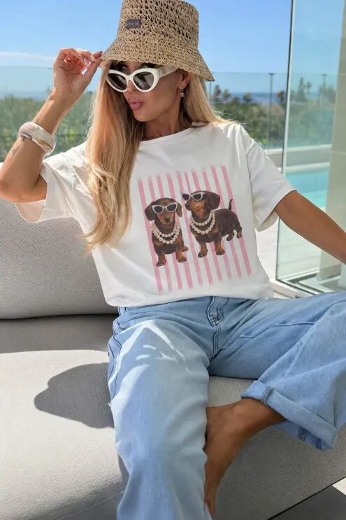 Baumwoll T-Shirt mit Hundemotiven