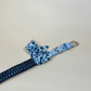 Blue faux leather bandana collar