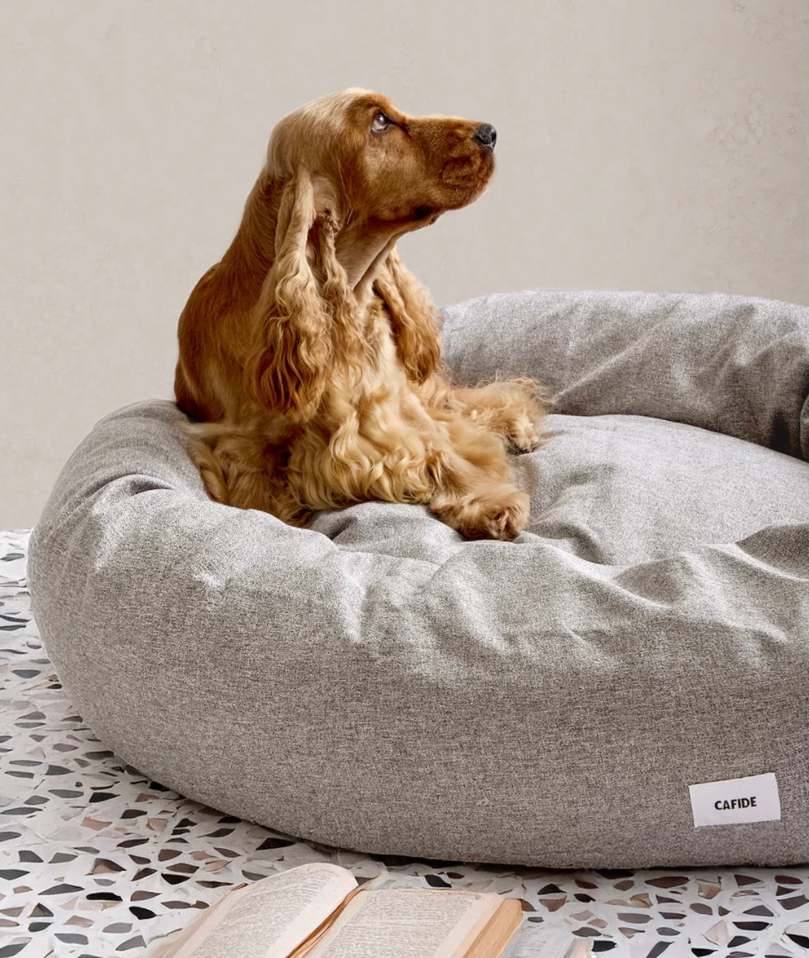 Chenille Hunde Bett beige, Nuba - Cafide