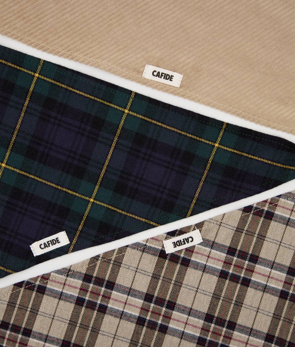 Black Watch Tartan Design Dog Bandana, Cream