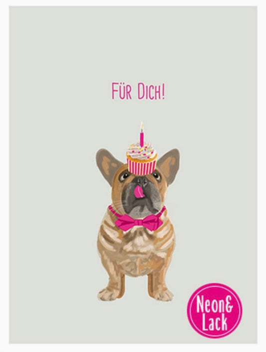 Bulldogge | Neon Postkarte
