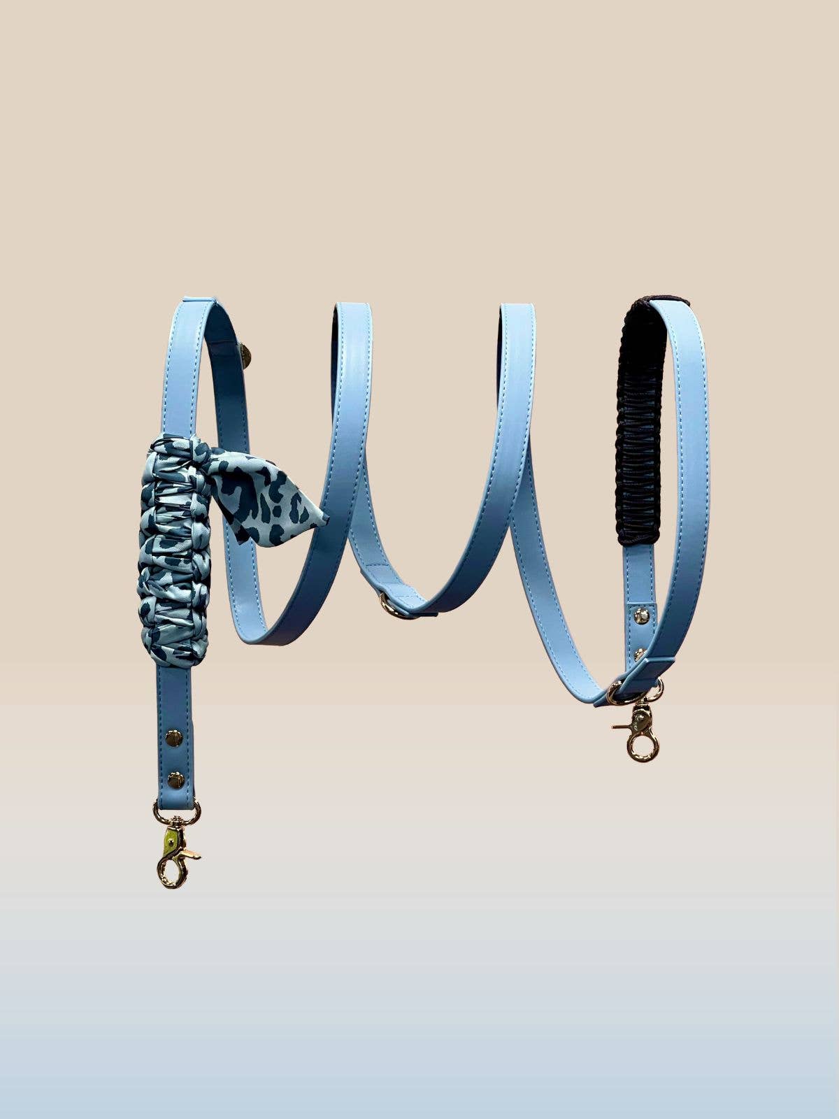 Blue multiposition faux leather bandana holder