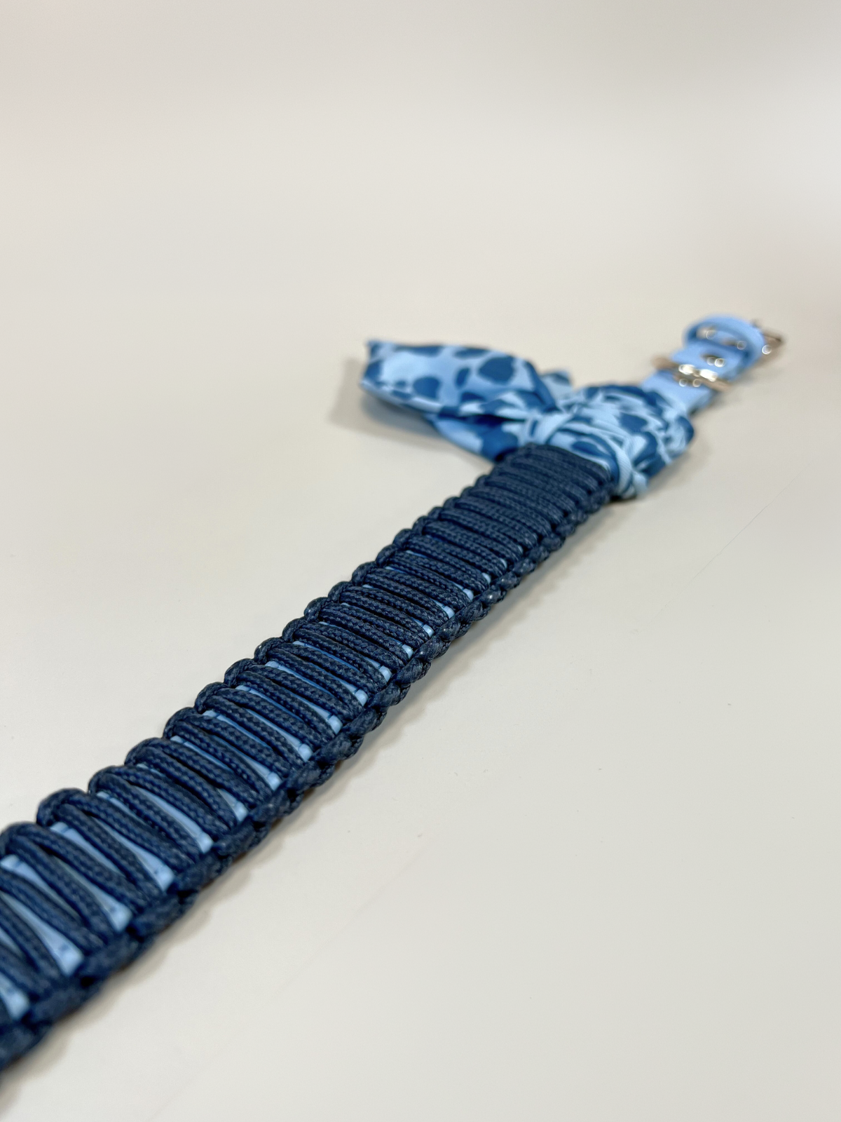 Blue faux leather bandana collar