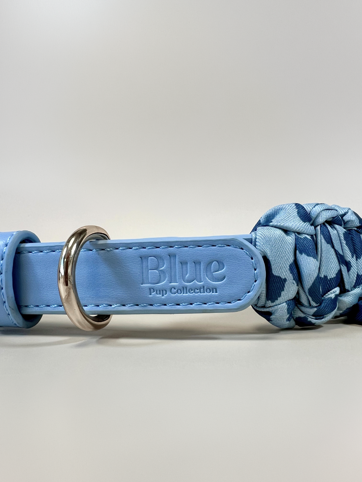 Blue faux leather bandana collar
